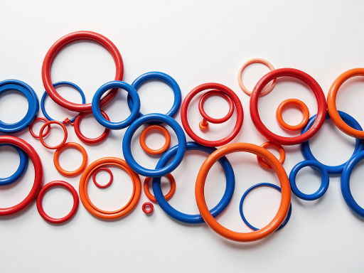 白色PTFE组合密封圈产品展示，多层结构设计，展现产品复杂性和技术含量